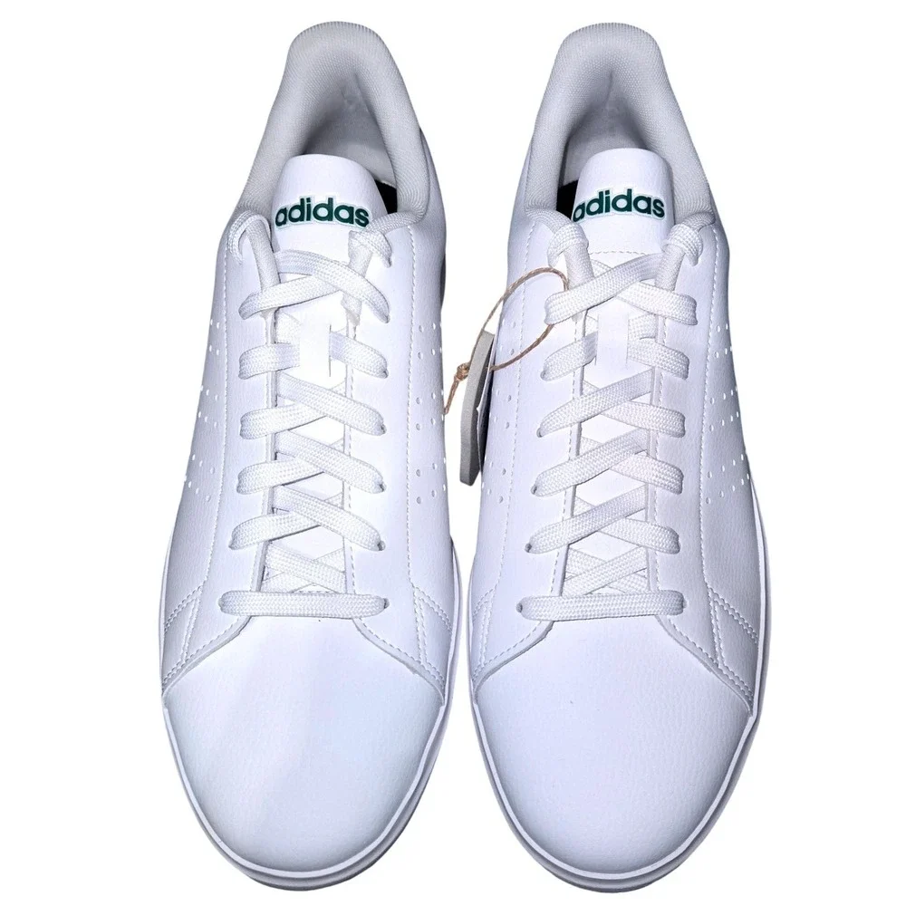 Adidas Advantage 2.0 Mens White Collegiate Green Sneakers IG9166 Size 11.5